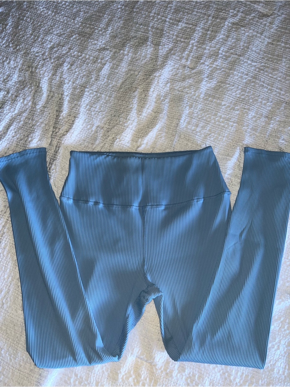Love Tree Light Blue Ribbed High-Waist Leggings